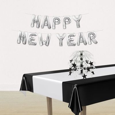 Happy New Year Balloon Streamer silver Happy New Year Balloon Streamer silver