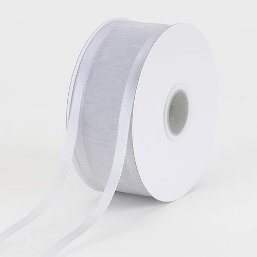 7/8 Inch Silver Organza Ribbon Two Satin Edges