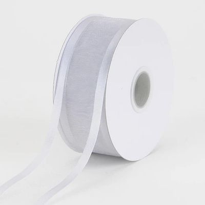 7/8 Inch Silver Organza Ribbon Two Satin Edges