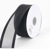 7/8 Inch Black Organza Ribbon Two Satin Edges 7/8 Inch Black Organza Ribbon Two Satin Edges