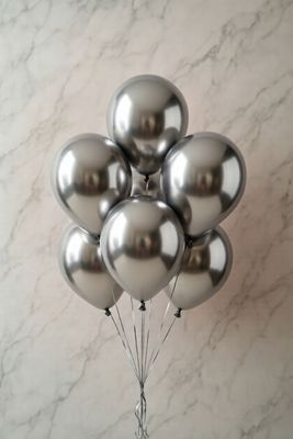 7 COUNT CHROME silver LATEX BALLOONS