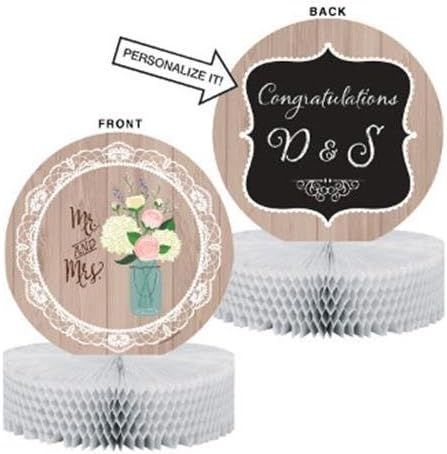 Rustic Wedding Centerpiece Decoration with Tissue Honeycomb Base Party Supplies, 10&quot;,