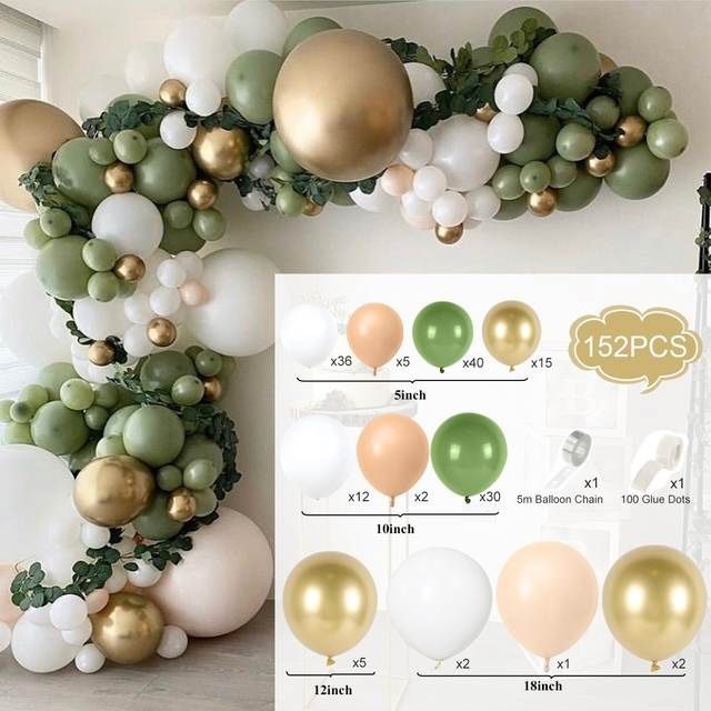Balloon Arch Kit 152pcs (Olive, Gold, White, Dark Blush ) #4