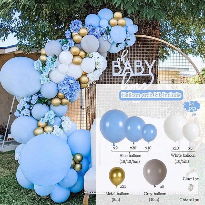 Balloon Arch Kit 85 pcs (White, Blue, Gold, Grey )#8