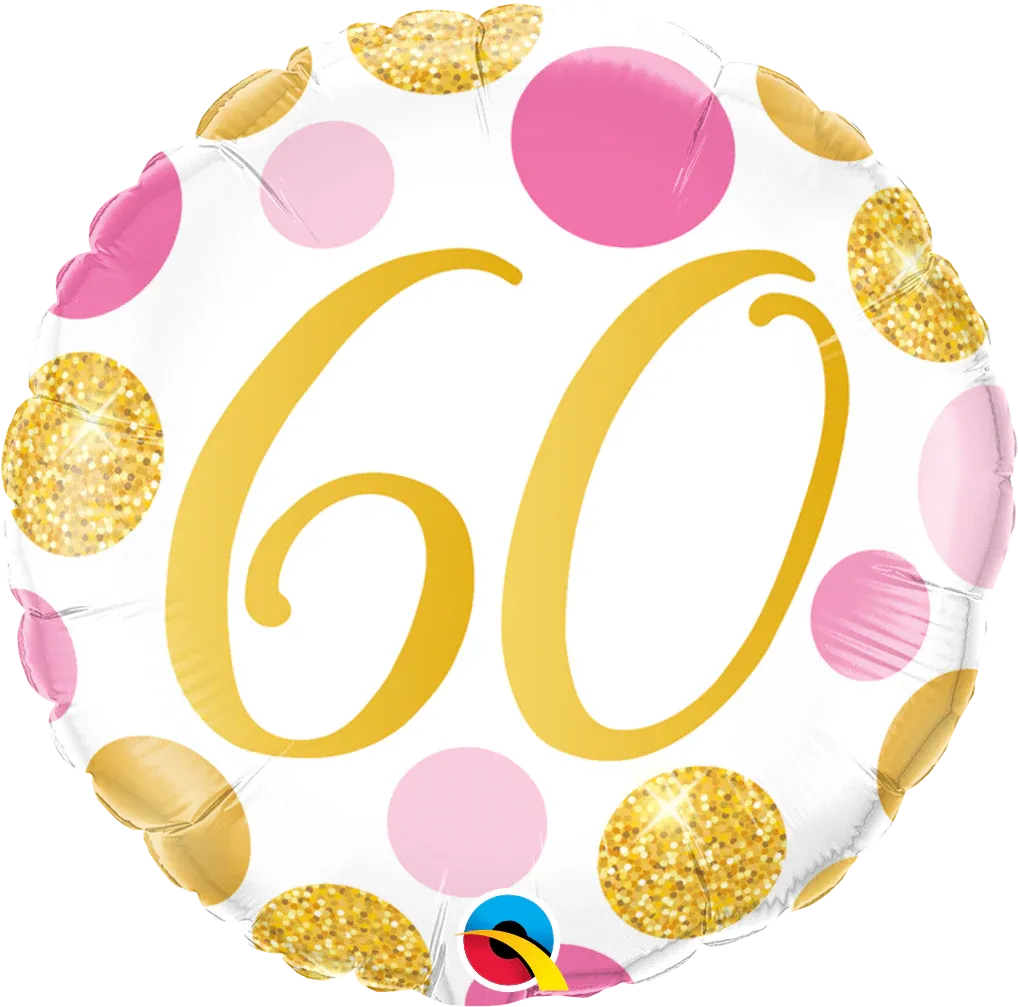 60 PINK &amp; GOLD DOTS 18 INCH BALLOON