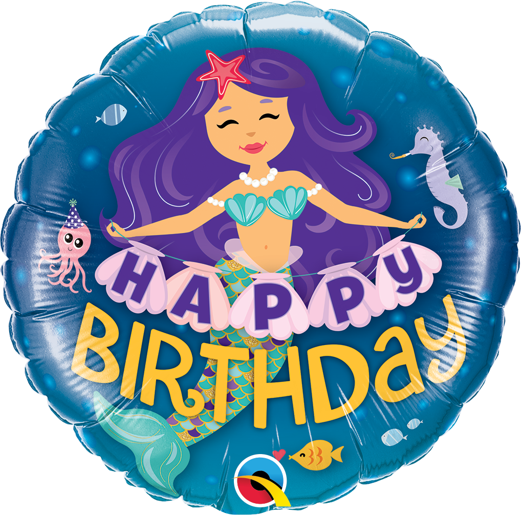 18 INCH HAPPY BDAY MERMAID 18" BALLOON