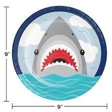 Plate 9 inch 8CT SHARK PARTY