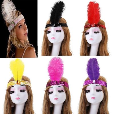 FEATHER HEADDRESS/ ASSORTED FLAPPER BANDS FEATHER HEADDRESS/ ASSORTED FLAPPER BANDS