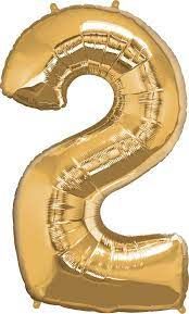 NUMBER TWO METALLIC GOLD 34" BALLOON