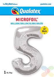 NUMBER FIVE SILVER 34" BALLOON