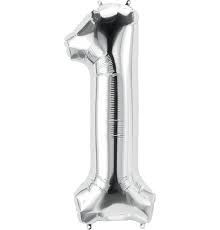 NUMBER ONE SILVER 34" BALLOON