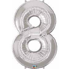 NUMBER EIGHT SILVER 34" BALLOON