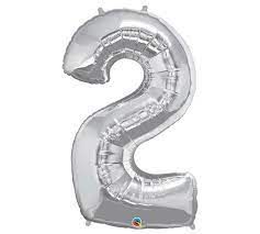 NUMBER TWO SILVER 34" BALLOON