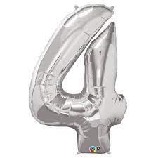 NUMBER FOUR SILVER 34" BALLOON
