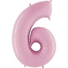 6 NUMBER BABY PINK 34 INCH
