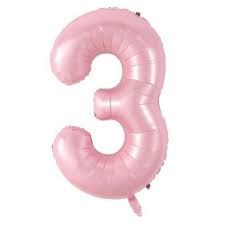 3 NUMBER BABY PINK 34 INCH