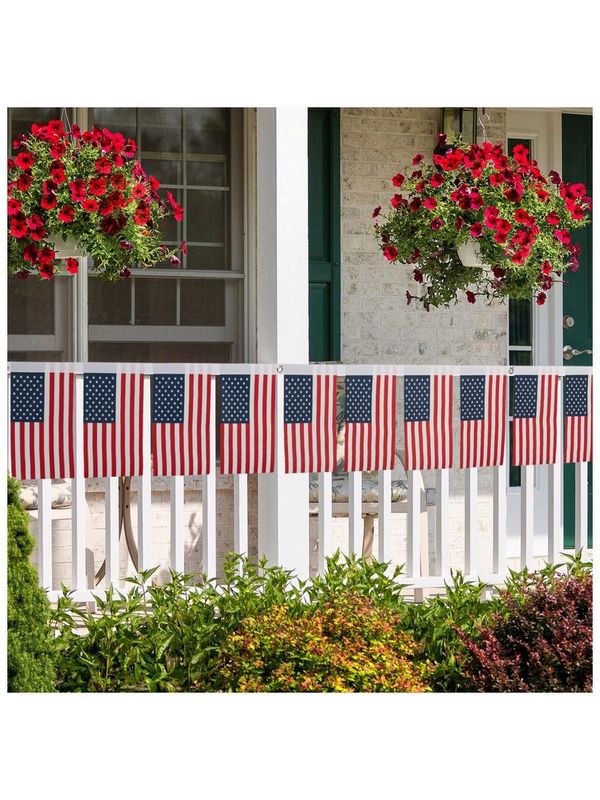 American Flag Banner 14 ATTACHED FLAGS