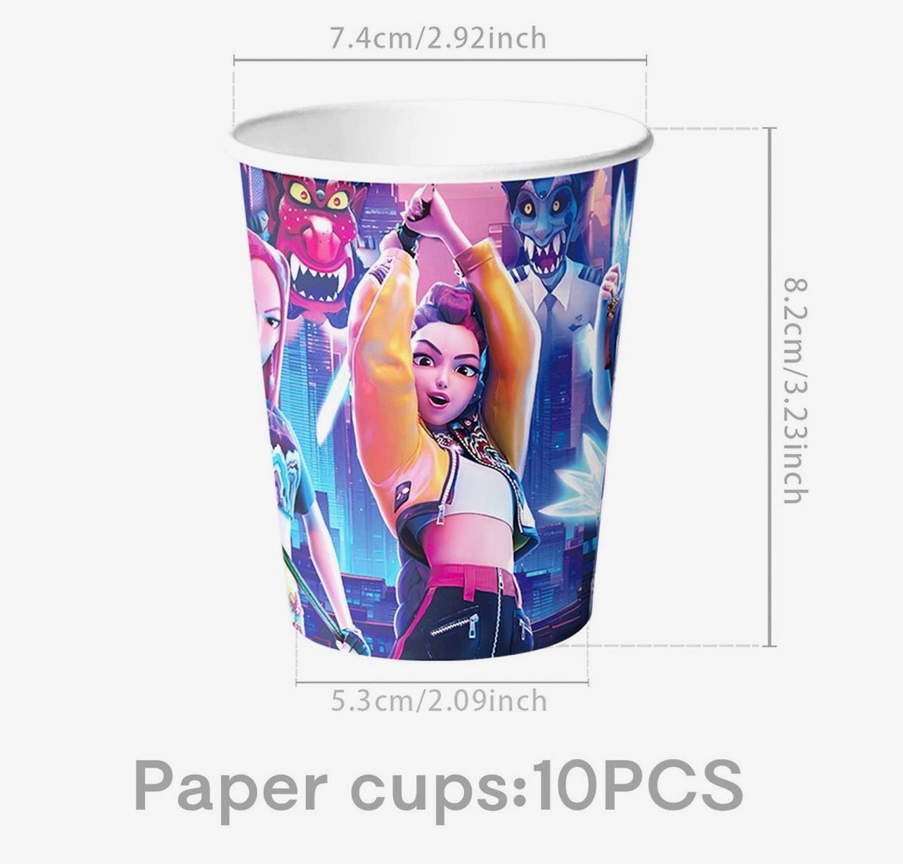 K-POP DEAMON HUNTERZ &amp; SAGA BOY BAND CUPS 10 CT