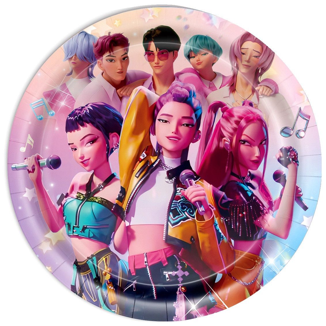 K-POP DEAMON HUNTERZ &amp; SAGA BOY BAND 7 INCH PLATES 10 CT