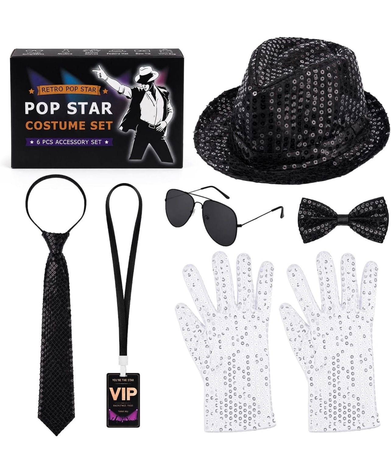 Michael Jackson pop star costume 6 pcs