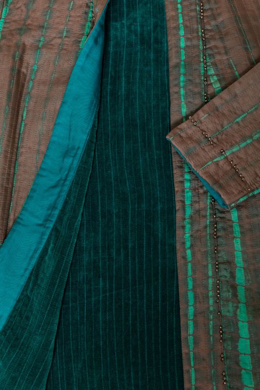 Giacca lunga collo sciallato turchese