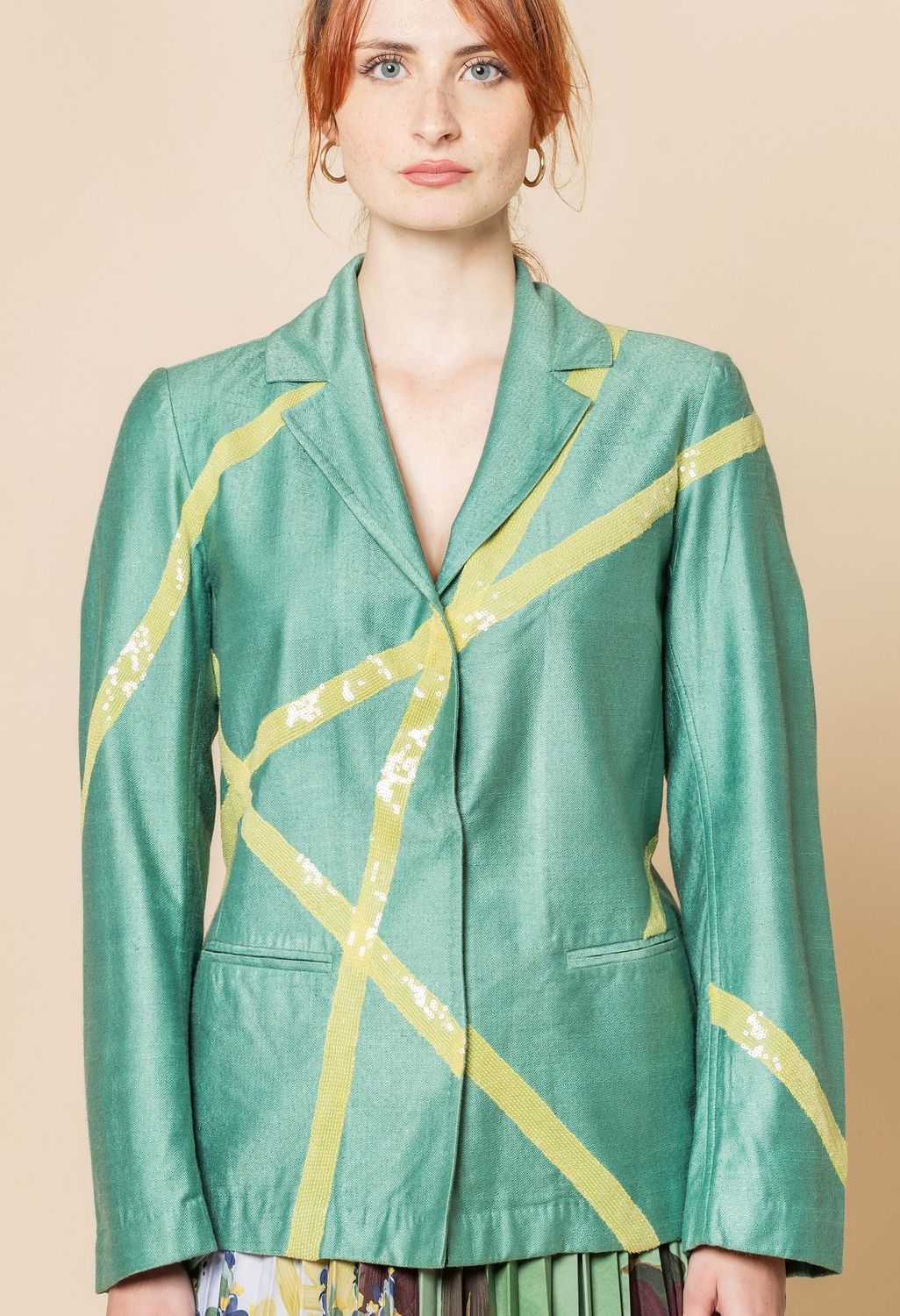 Giacca con paillettes, serie seta lime