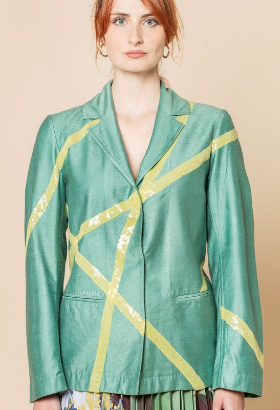 Giacca con paillettes, serie seta lime