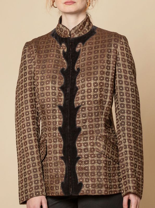 Giacca Guru, serie broccato impunturata colore bronzo e oro