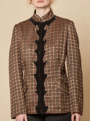 Giacca Guru, serie broccato impunturata colore bronzo e oro