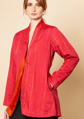 Giacca lunga collo sciallato colore rosso