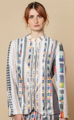 Giacca lunga, serie paillettes colore grigio