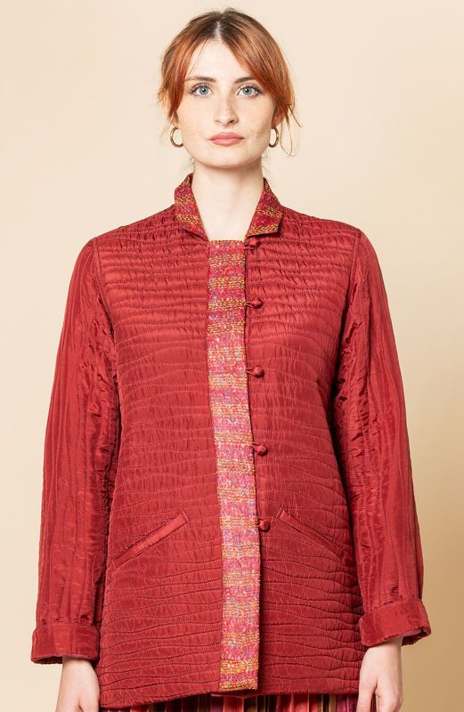 Giacca lunga, serie seta  bordeaux