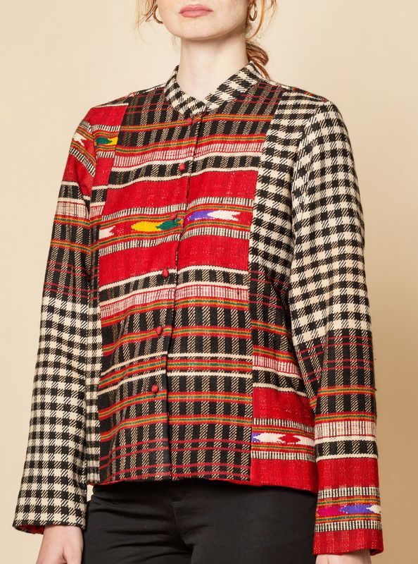 Giacca tessuta a mano, serie lana nero