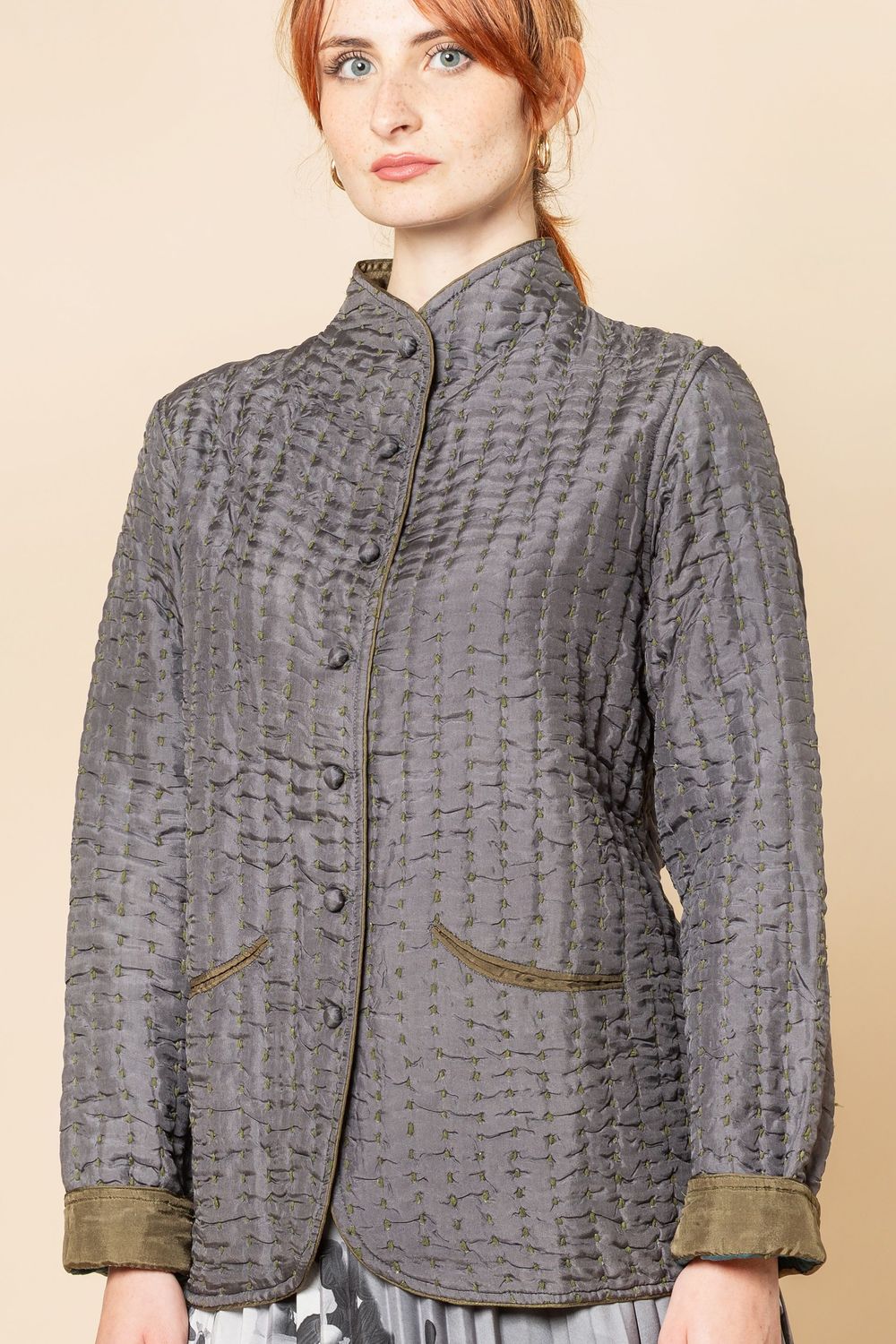Giacca trapunta serie seta ottanio