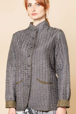 Giacca trapunta serie seta ottanio