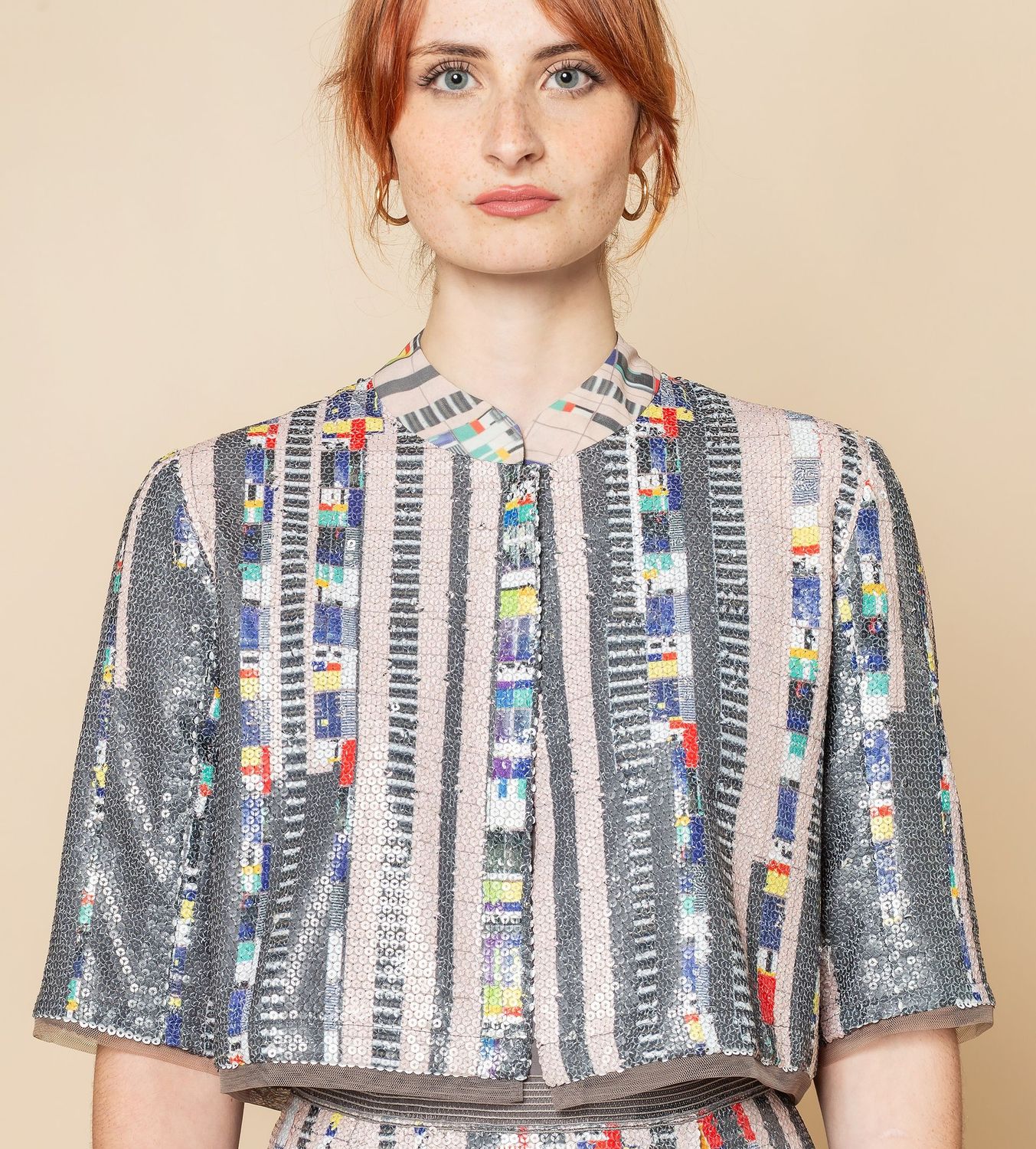 Giacchina bolerò, serie paillettes colore grigio