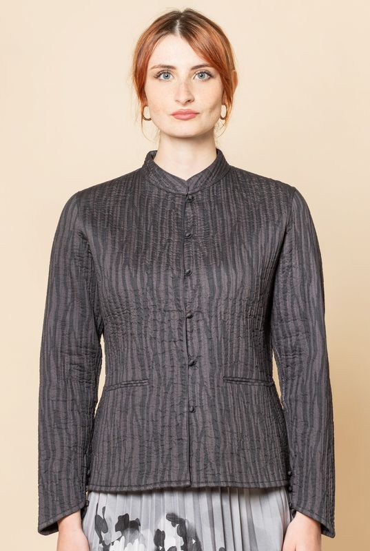 Giacchina hand block print, serie cotone colore nero-marrone