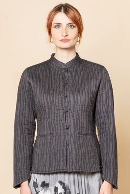 Giacchina hand block print, serie cotone colore nero-marrone