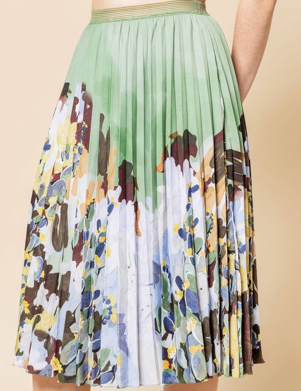 Gonna Sunray plissettata, colore verde