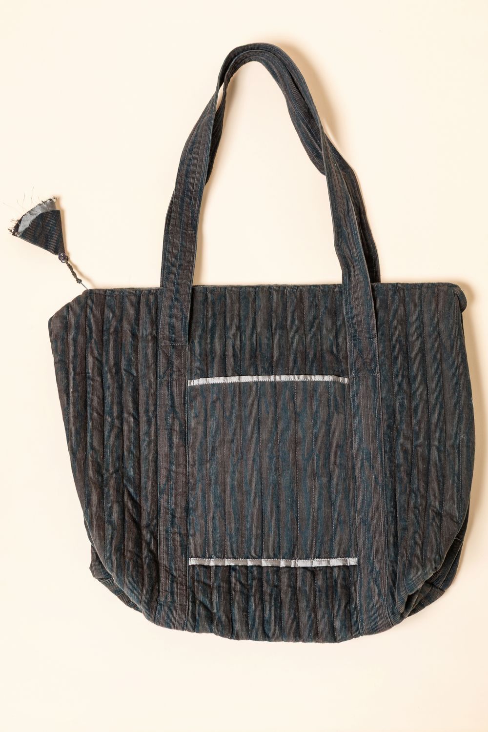 Shopper velluto, block print, grey