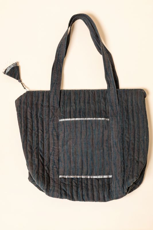 Shopper velluto, block print, grey