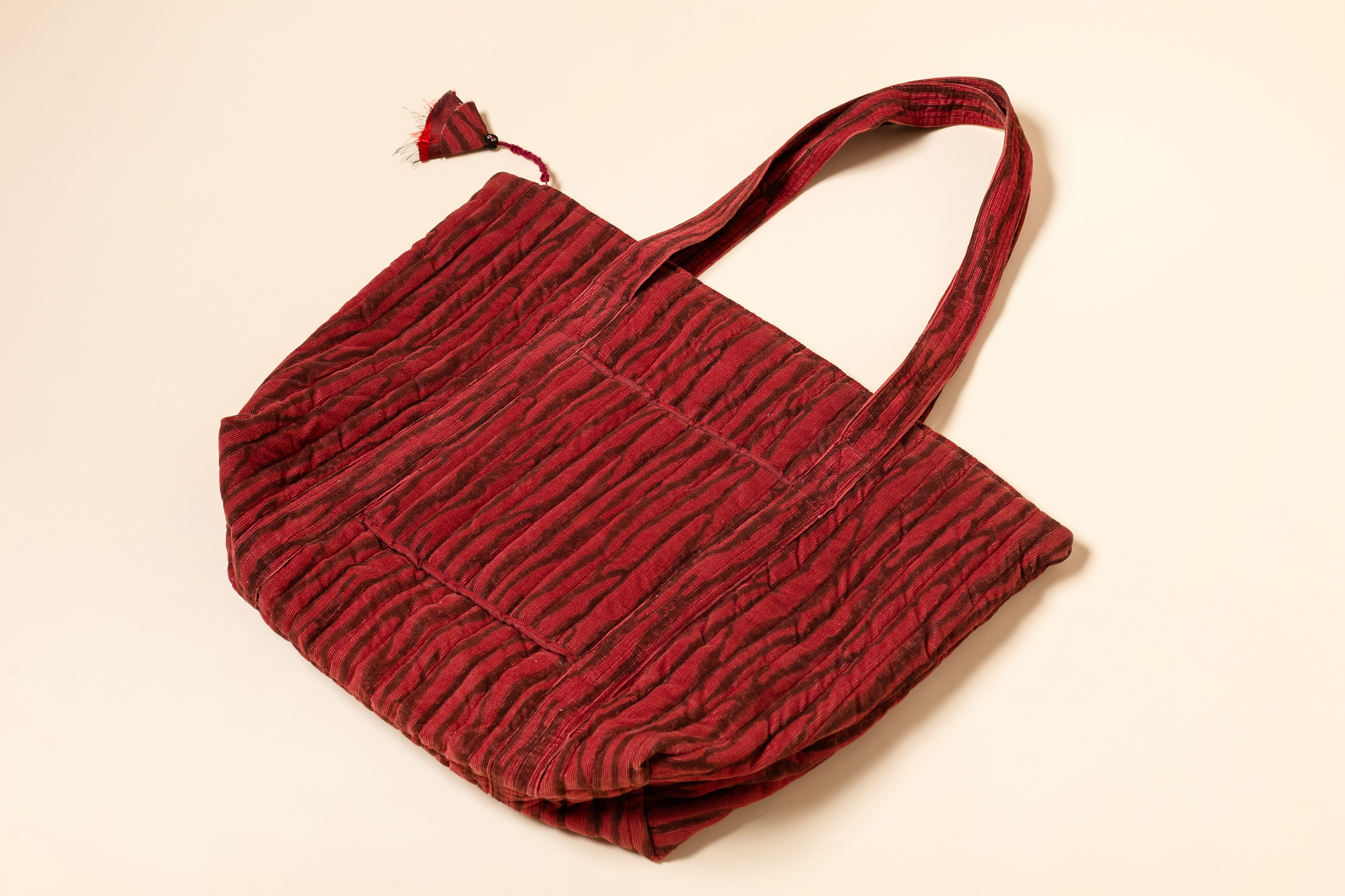 Shopper velluto, block print, red