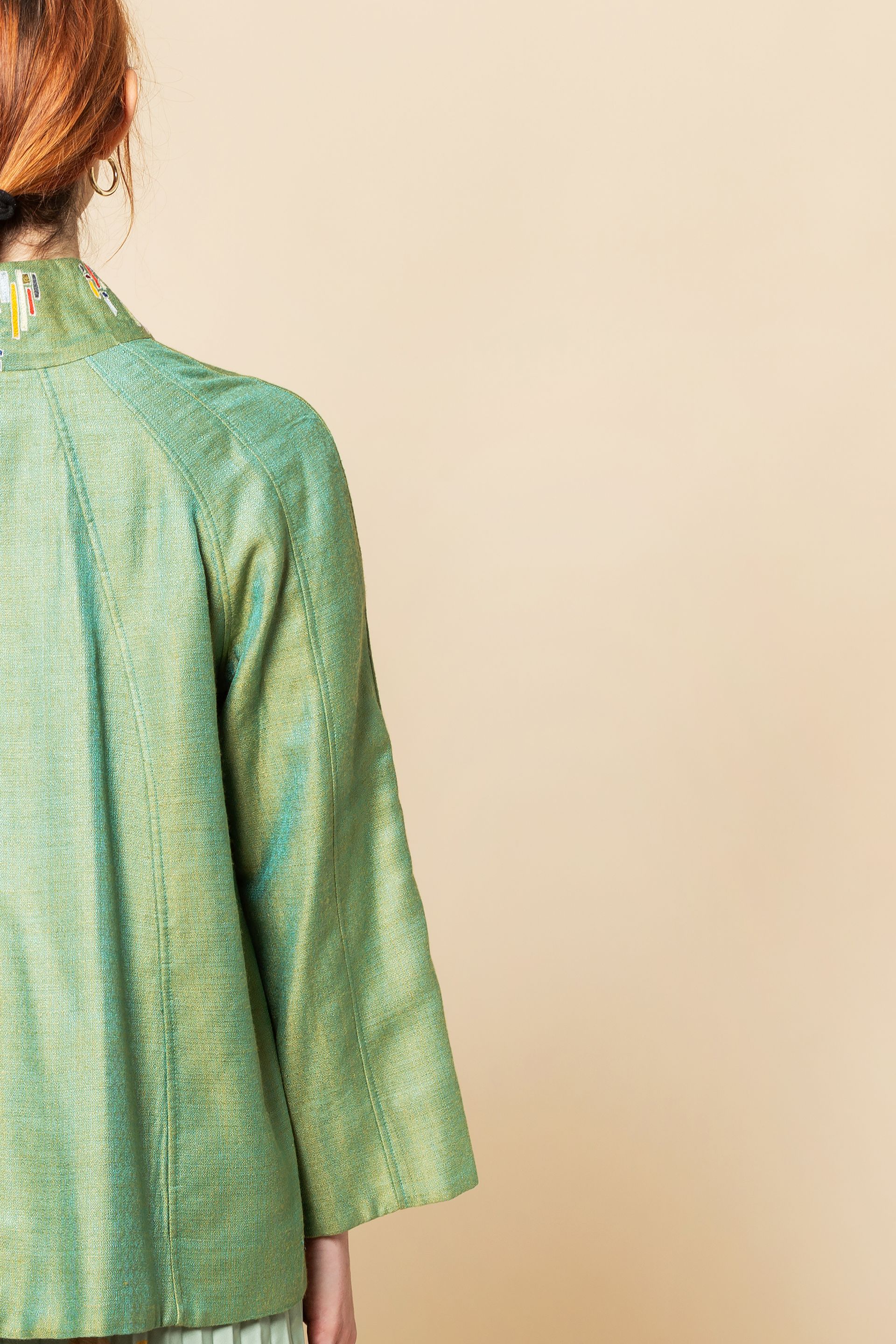 Panel jacket, multicolor silk series