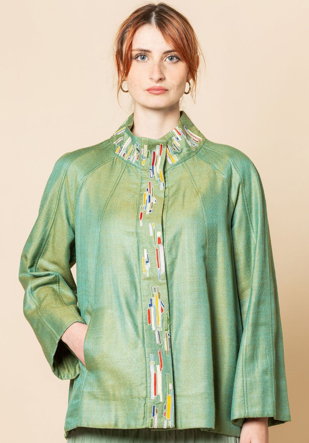 Giacca a pannelli, serie seta multicolor