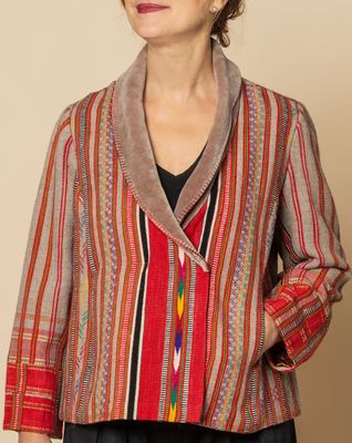 Giacca in lana, tessuta a mano tortora