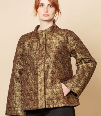 Giacca serie broccato di Benares con manica Raglan