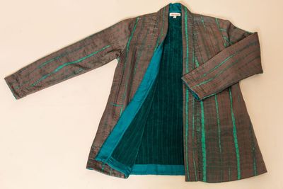 Giacca lunga collo sciallato turchese