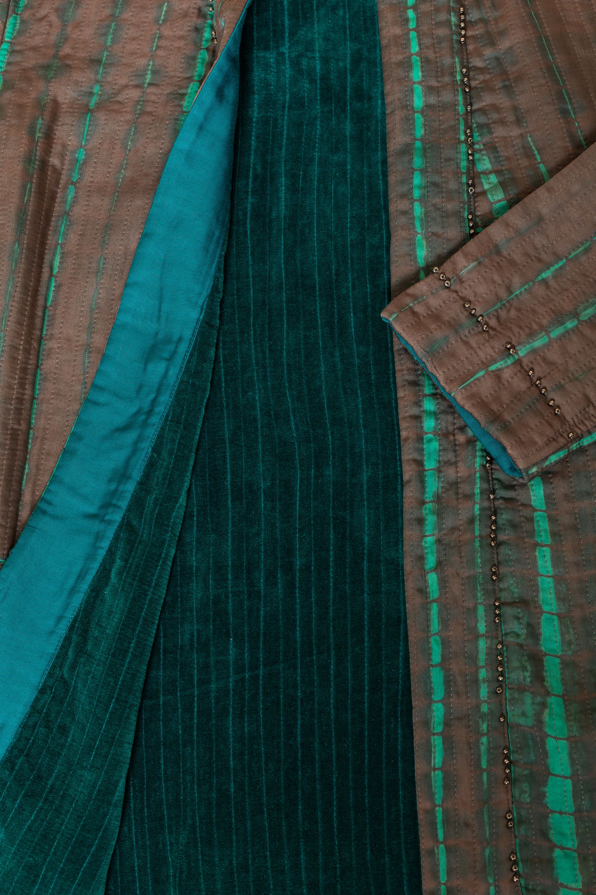 Giacca lunga collo sciallato turchese