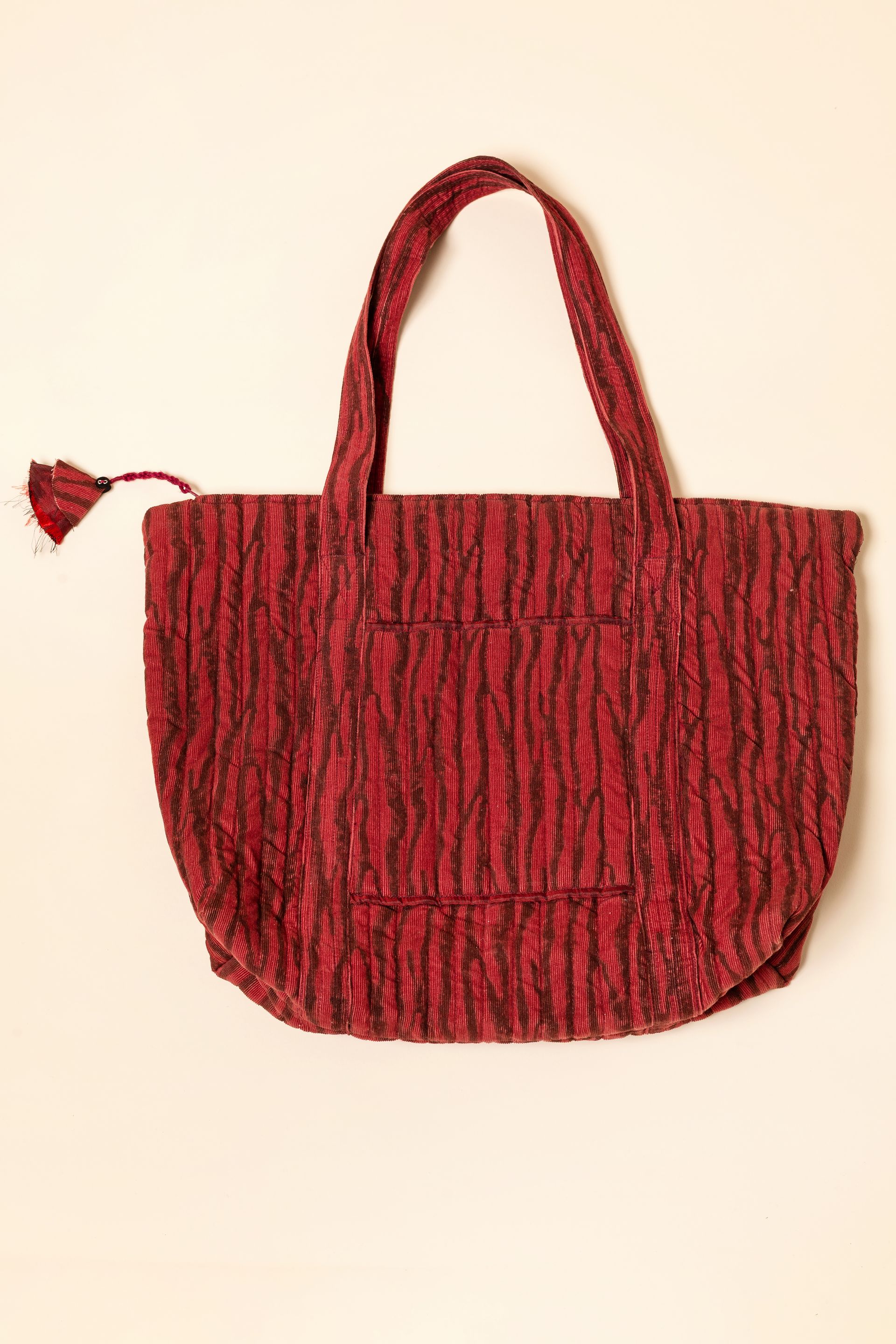 Shopper velluto, block print, grey
