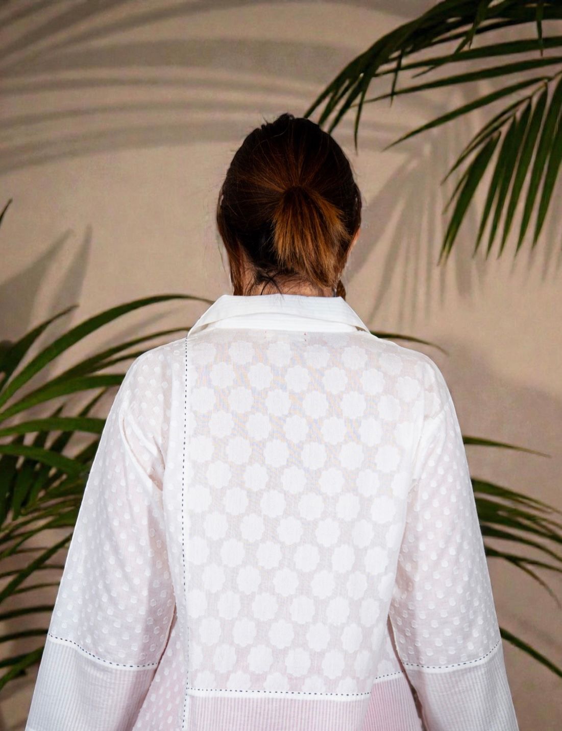 Camicia over in mussola di cotone bianco